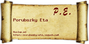 Porubszky Eta névjegykártya